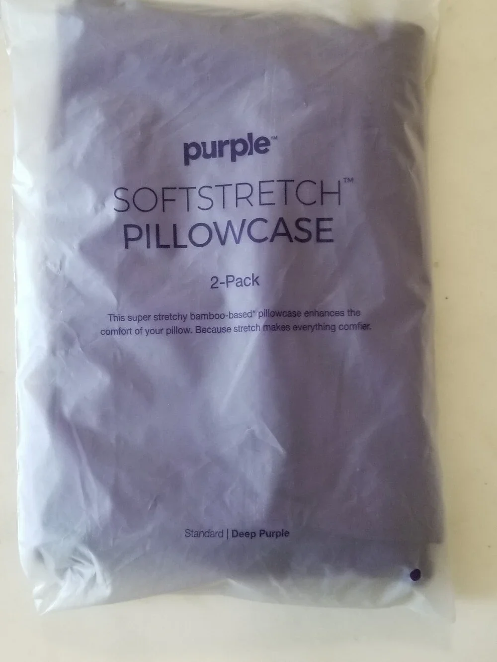 Purple Softstretch Pillowcases 2 Pack Standard NEW